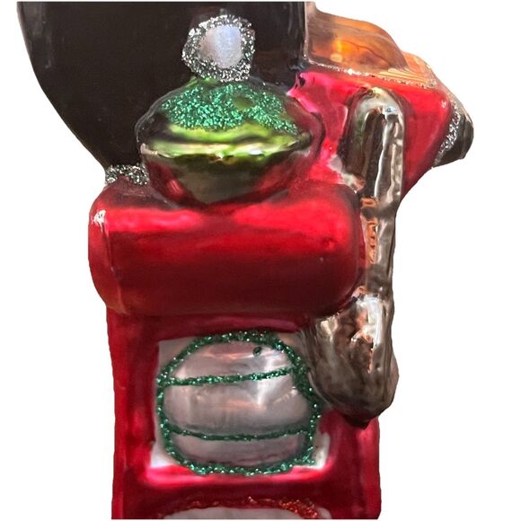 Glass BBQ Grill Ornament Christmas Barbecue Cookout Food Theme Hand Painted EUC - Picture 7 of 8